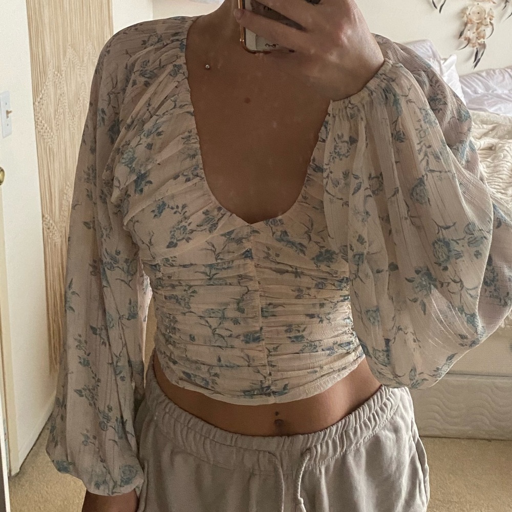 NWOT Free people final rose blouse